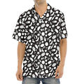 Blue And White Vegan Pattern Print Aloha Shirt