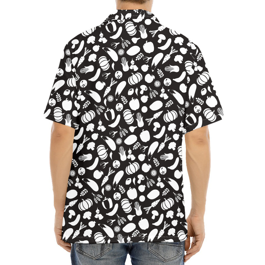 Blue And White Vegan Pattern Print Aloha Shirt