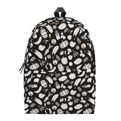 Blue And White Vegan Pattern Print Backpack