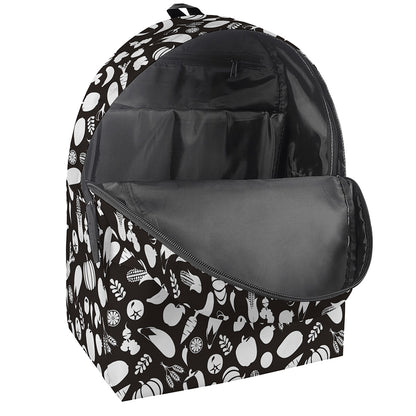 Blue And White Vegan Pattern Print Backpack