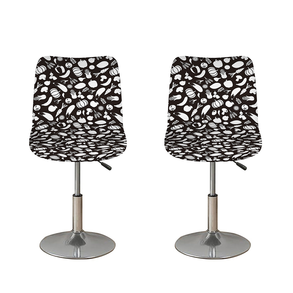 Blue And White Vegan Pattern Print Bar Stool Covers