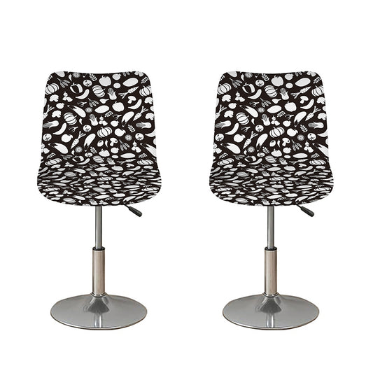 Blue And White Vegan Pattern Print Bar Stool Covers
