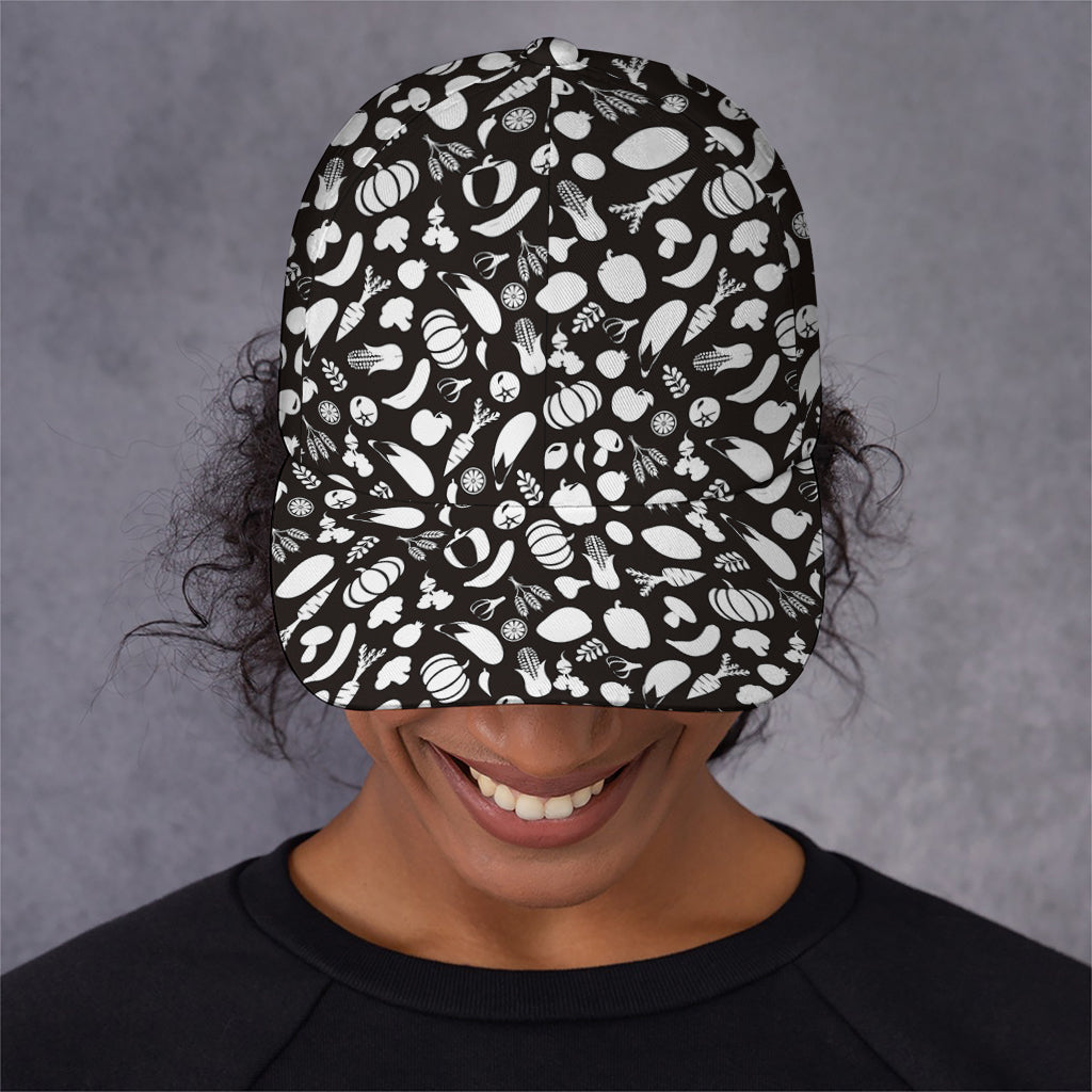 Blue And White Vegan Pattern Print Baseball Cap