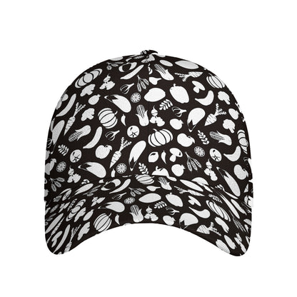 Blue And White Vegan Pattern Print Baseball Cap