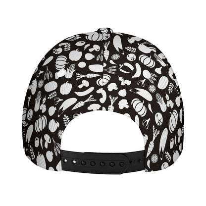 Blue And White Vegan Pattern Print Baseball Cap