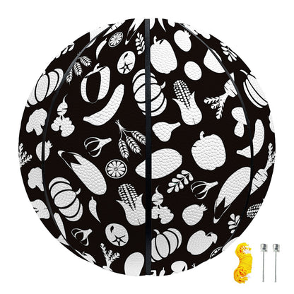 Blue And White Vegan Pattern Print Basketball
