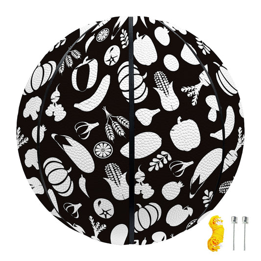 Blue And White Vegan Pattern Print Basketball