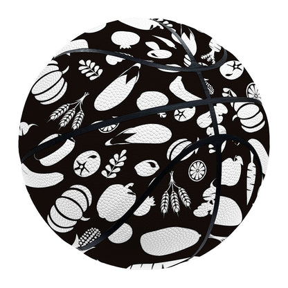 Blue And White Vegan Pattern Print Basketball