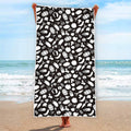 Blue And White Vegan Pattern Print Beach Towel