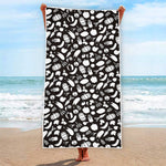 Blue And White Vegan Pattern Print Beach Towel