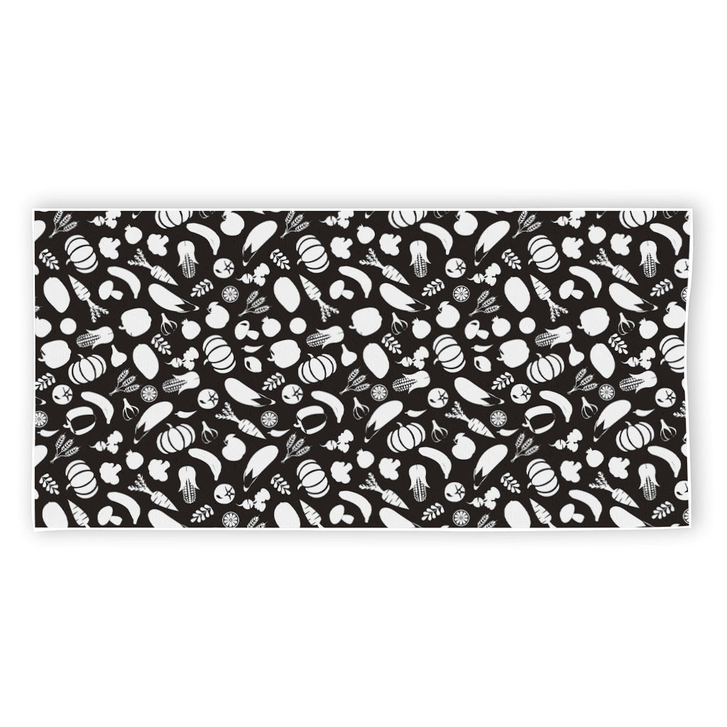 Blue And White Vegan Pattern Print Beach Towel