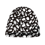 Blue And White Vegan Pattern Print Beanie