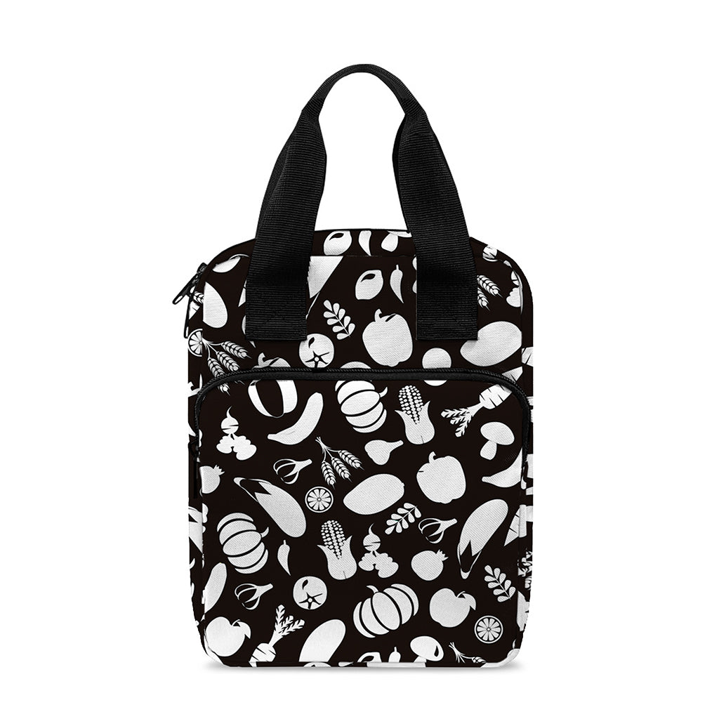 Blue And White Vegan Pattern Print Bible Tote Bag