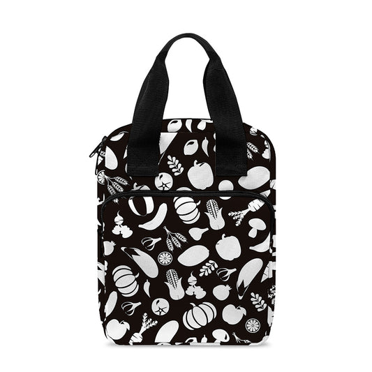 Blue And White Vegan Pattern Print Bible Tote Bag
