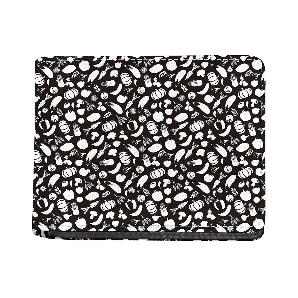 Blue And White Vegan Pattern Print Bifold Wallet
