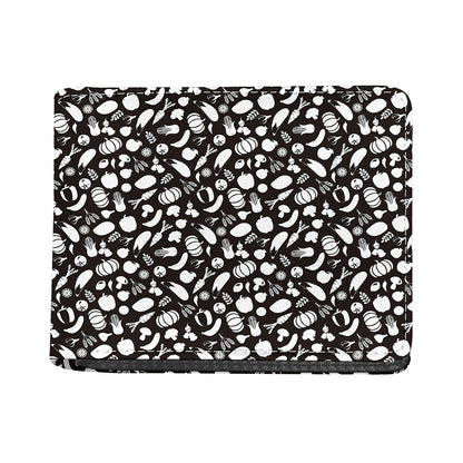 Blue And White Vegan Pattern Print Bifold Wallet