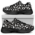Blue And White Vegan Pattern Print Black Chunky Shoes