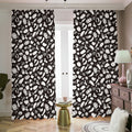 Blue And White Vegan Pattern Print Dimout Pencil Pleat Curtains
