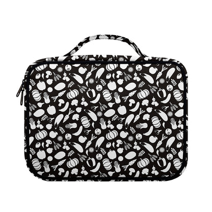 Blue And White Vegan Pattern Print Briefcase Bible Bag