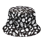 Blue And White Vegan Pattern Print Bucket Hat