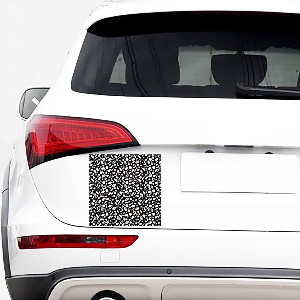 Blue And White Vegan Pattern Print Car Sticker