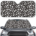 Blue And White Vegan Pattern Print Car Windshield Sun Shade