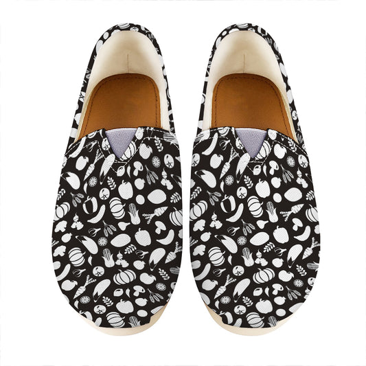 Blue And White Vegan Pattern Print Casual Shoes