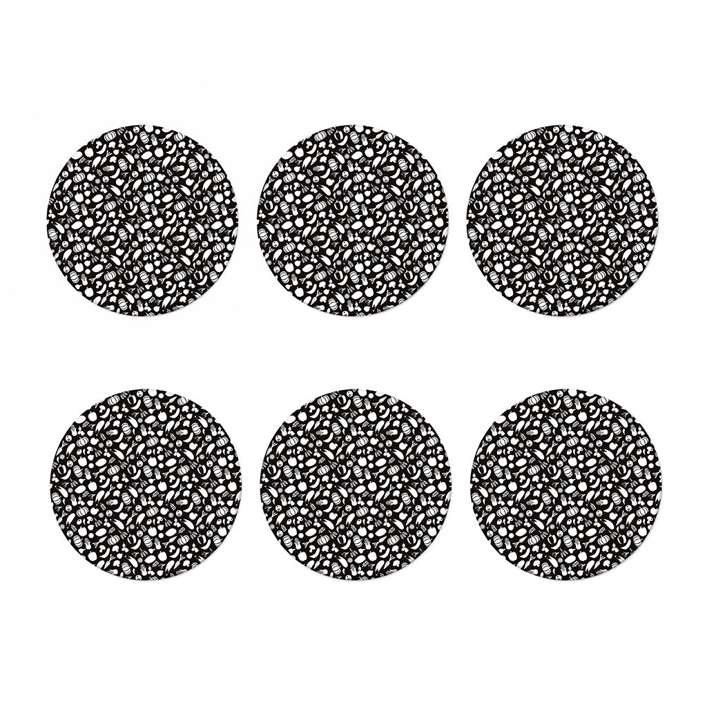 Blue And White Vegan Pattern Print Coaster Set