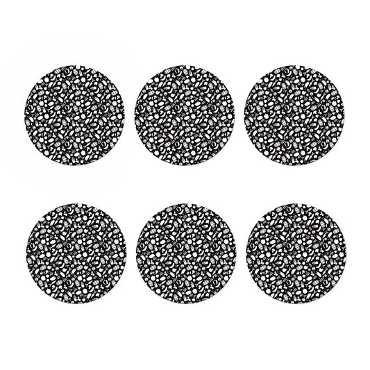 Blue And White Vegan Pattern Print Coaster Set