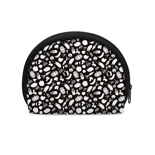Blue And White Vegan Pattern Print Coin Purse
