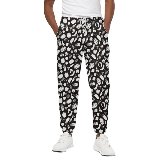 Blue And White Vegan Pattern Print Cotton Pants