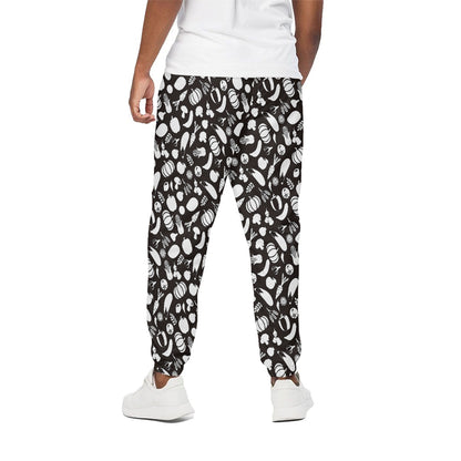 Blue And White Vegan Pattern Print Cotton Pants