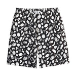 Blue And White Vegan Pattern Print Cotton Shorts