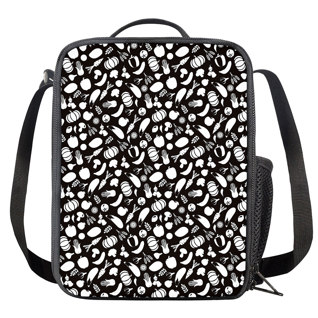 Blue And White Vegan Pattern Print Crossbody Lunch Bag