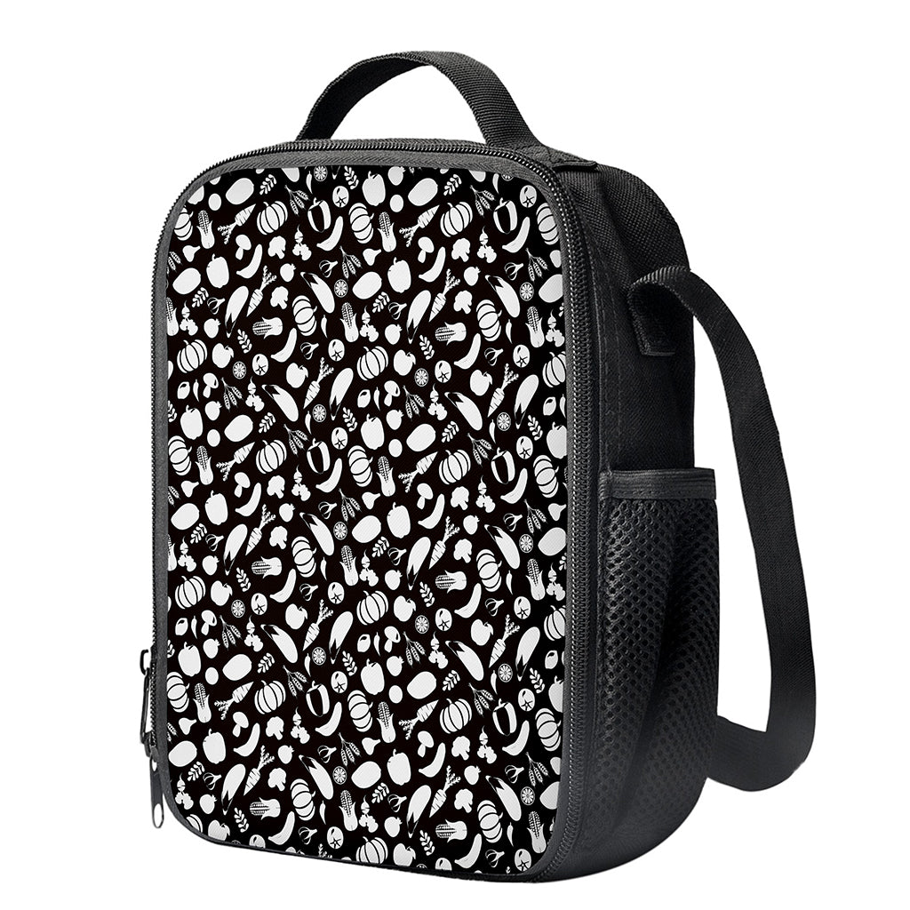Blue And White Vegan Pattern Print Crossbody Lunch Bag