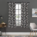 Blue And White Vegan Pattern Print Grommet Curtain Panels