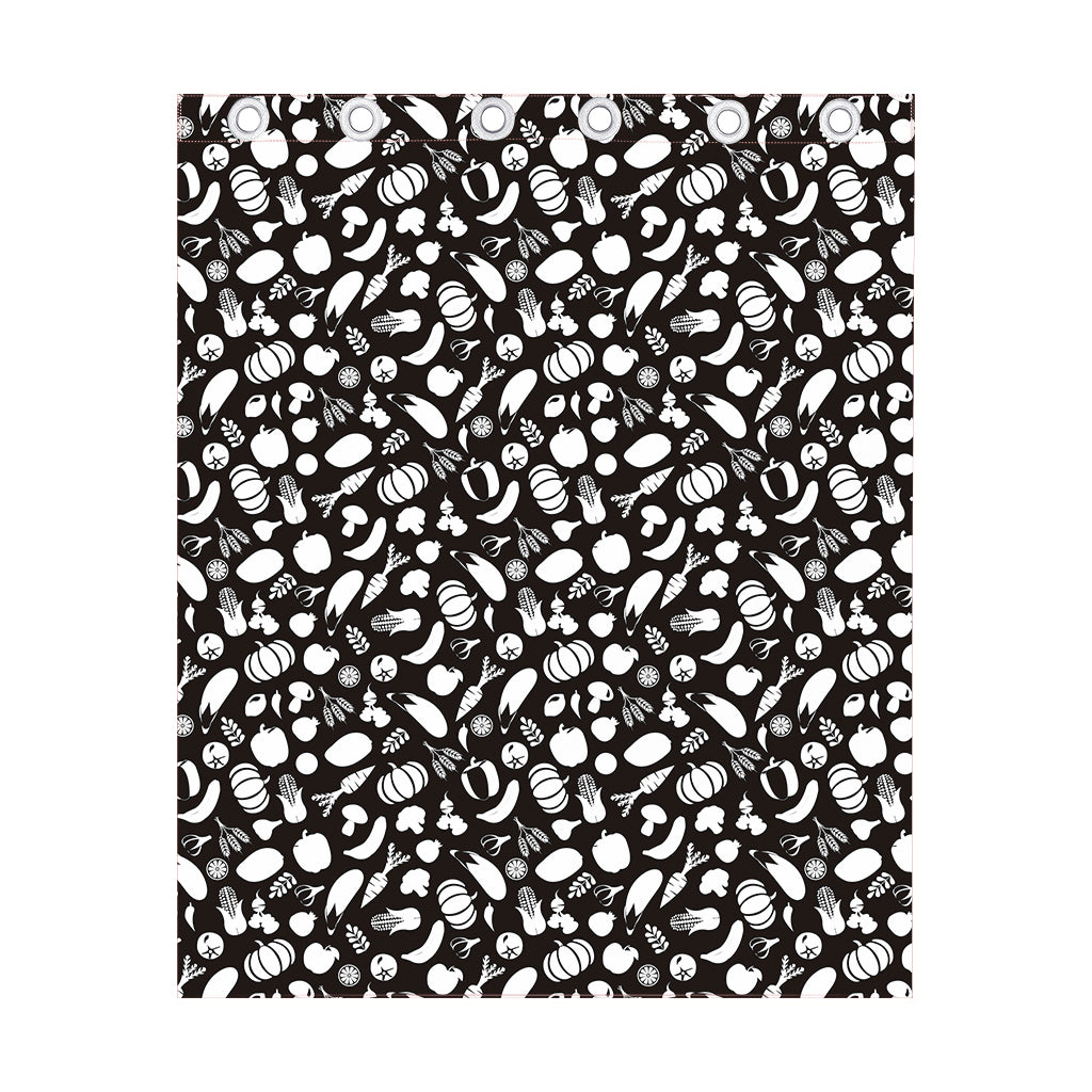 Blue And White Vegan Pattern Print Curtain