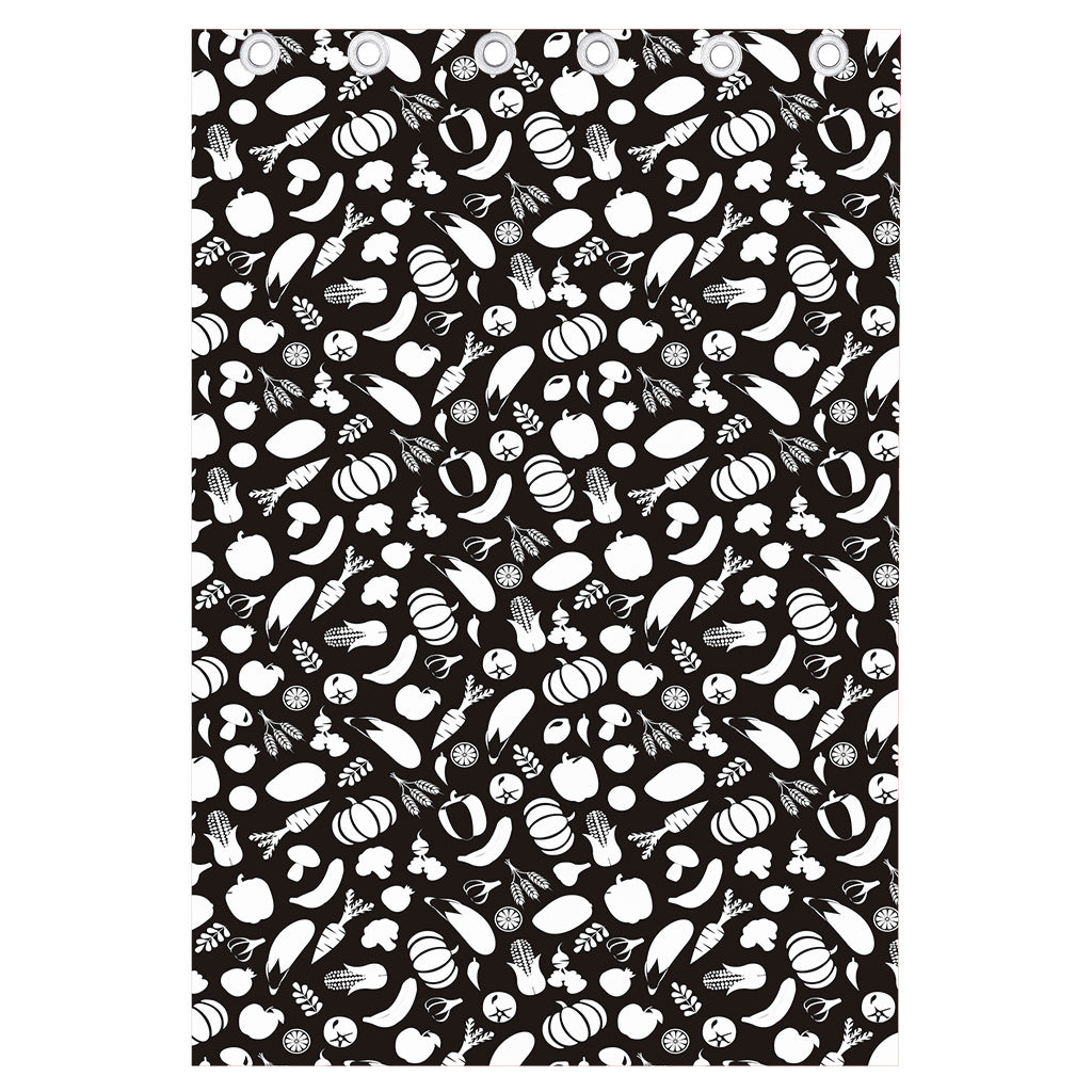 Blue And White Vegan Pattern Print Curtain