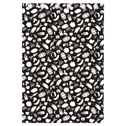 Blue And White Vegan Pattern Print Curtain