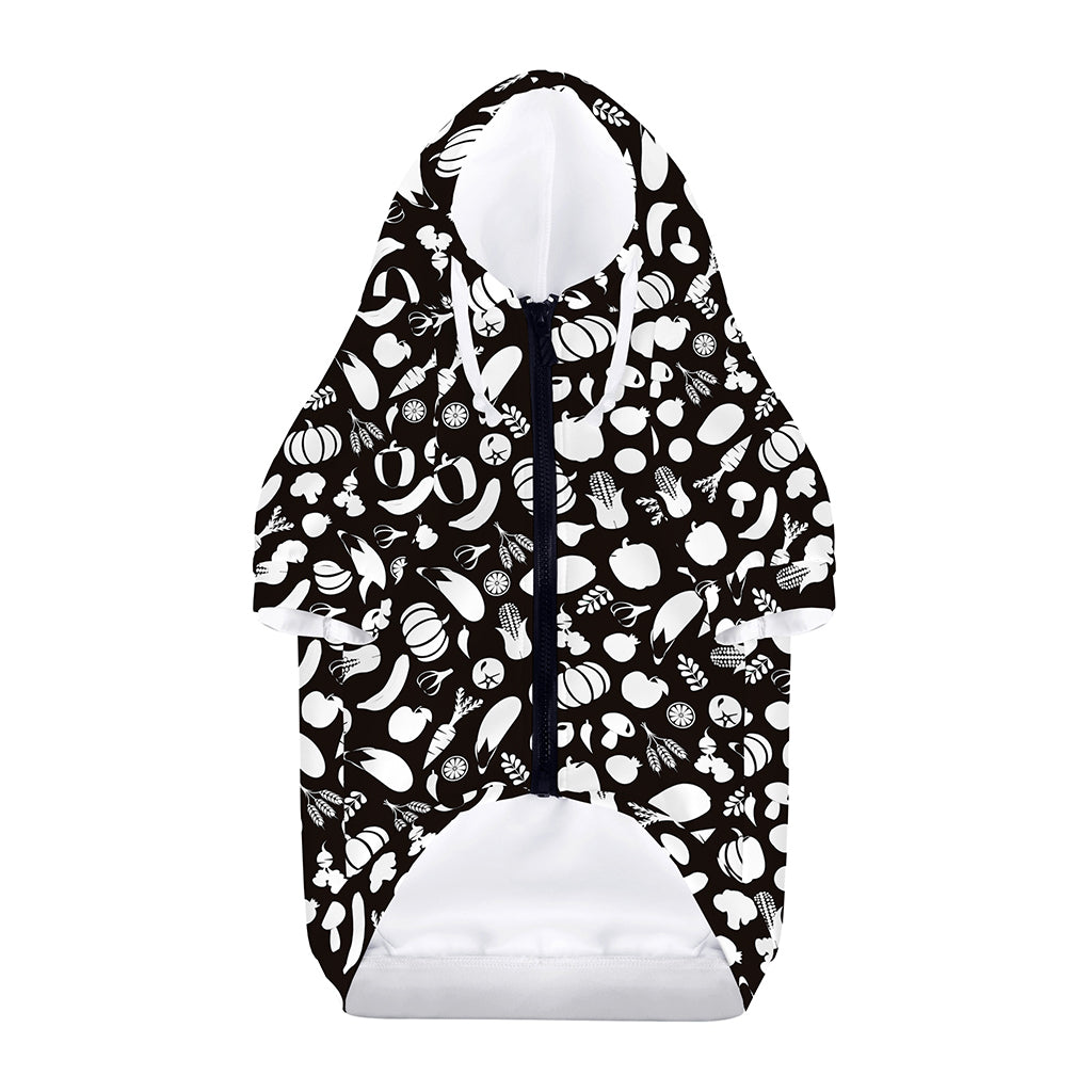 Blue And White Vegan Pattern Print Dog Zip Up Hoodie