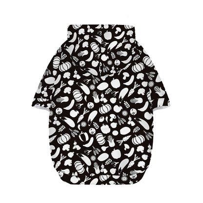 Blue And White Vegan Pattern Print Dog Zip Up Hoodie