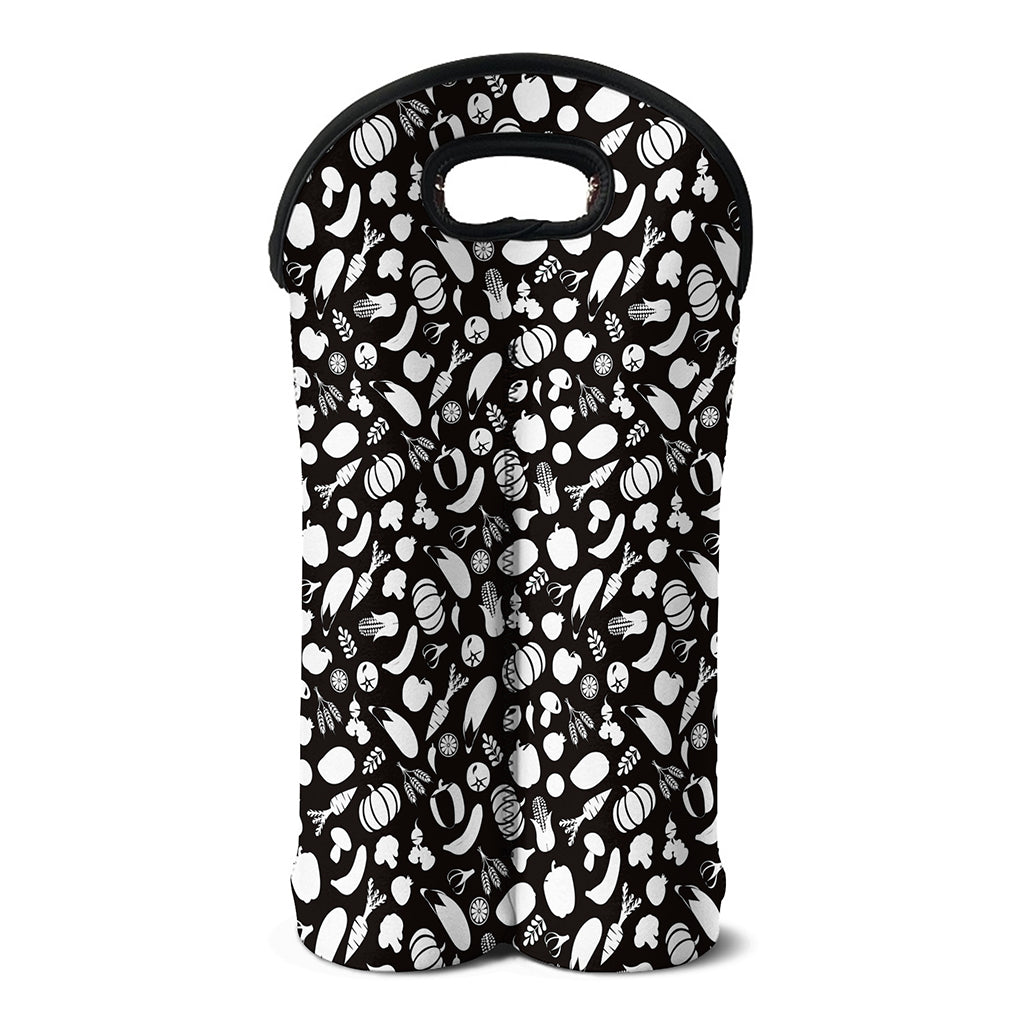 Blue And White Vegan Pattern Print Double Neoprene Wine Tote
