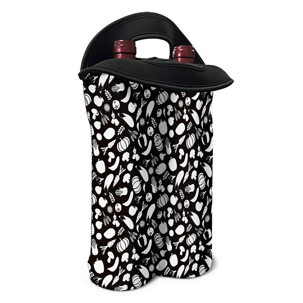 Blue And White Vegan Pattern Print Double Neoprene Wine Tote