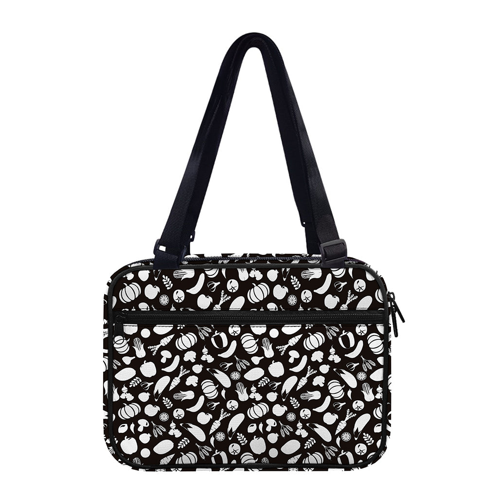 Blue And White Vegan Pattern Print Double Strap Bible Bag