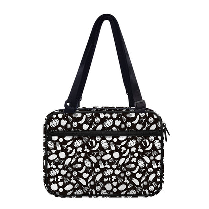 Blue And White Vegan Pattern Print Double Strap Bible Bag
