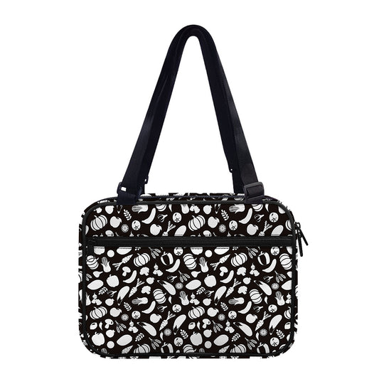 Blue And White Vegan Pattern Print Double Strap Bible Bag