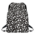 Blue And White Vegan Pattern Print Drawstring Backpack