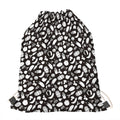 Blue And White Vegan Pattern Print Drawstring Bag
