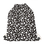 Blue And White Vegan Pattern Print Drawstring Bag