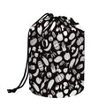 Blue And White Vegan Pattern Print Drawstring Makeup Bag